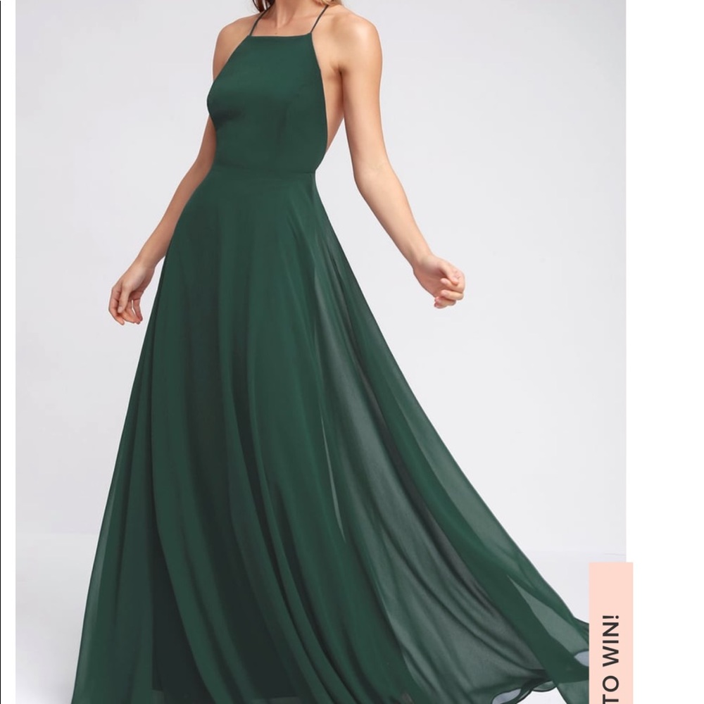 Lulus Mythical Kind of Love Dark Green Maxi Small